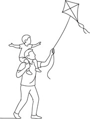 Parent and Child Bonding While Flying Kite Art