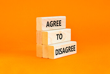 Agree to disagree symbol. Concept words Agree to disagree on beautiful wooden block. Beautiful...