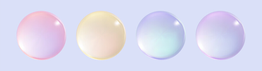 Realistic glossy  rainbow ball.Abstract 3D light bubble with glare.Geometric abstract  iridescent liquid shape.