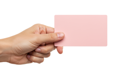 Isolated Hand with pink visiting card
