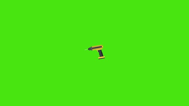 Electric drill with industrial concept with flat design motion style