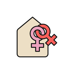 Family home with dual Venus symbols for lesbian households.