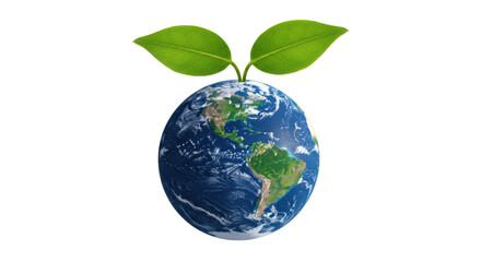 Isolated Earth with Leaves