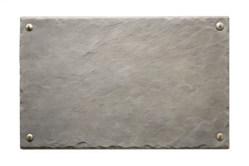 Gray stone plaque for product display isolated on transparent background.