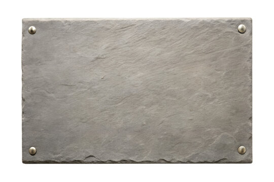 Gray stone plaque for product display isolated on transparent background.