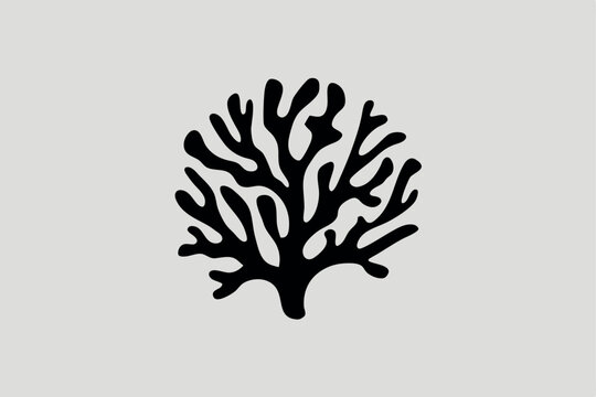 Simple black coral reef silhouette against a neutral background for creative design