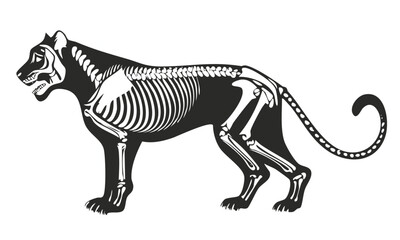 Striped Tiger Anatomy with Detailed Bone Sketch