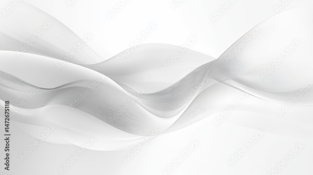Aufkleber abstract white flowing fabric with smooth curves and soft shadows creating a minimalist modern artis
