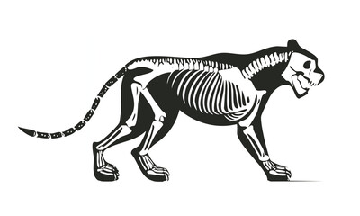 Realistic Tiger Bone Structure Technical Drawing