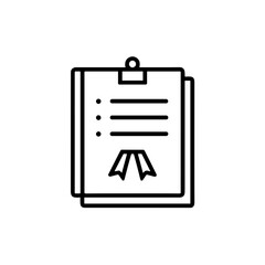 Fototapeta premium Graduation certificate outline with ribbon and checklist 