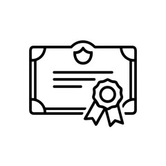 Graduation certificate with emblem and ribbon design  