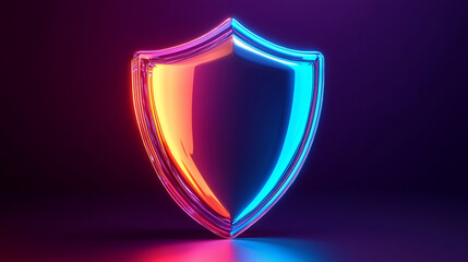 A shield icon with a colorful gradient, rendered in 3D with a glass effect. The vibrant, modern design is ideal for graphic design, UI/UX applications, presentations, or as a sleek background element,