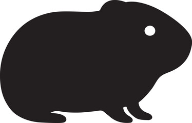 WebGuinea pig silhouette, A black and white silhouette vector art of a guinea pig in a relaxed sitting position