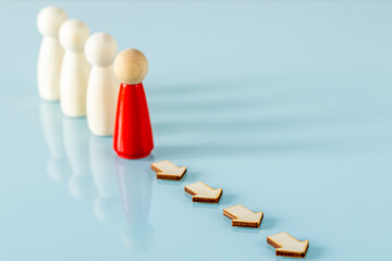 A leader leads a team to a goal. The path to success. Business concept. copy space