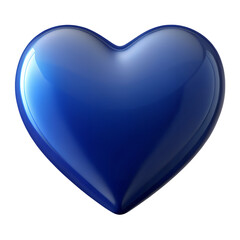 Royal blue heart glossy valentine love isolated on transparent background.