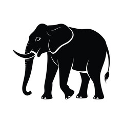 Obraz premium Elephant Walking Silhouette Wild Animal Silhouette Illustration Vector Art