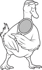 Duck Tennis Tennis racket Animal Vector Graphic Art Illustration