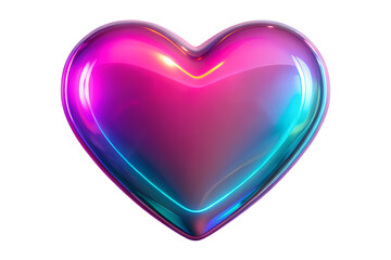 Shiny heart valentine love celebration isolated on transparent background.