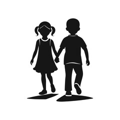 cute boy and women  family silhouette illustration on white background.