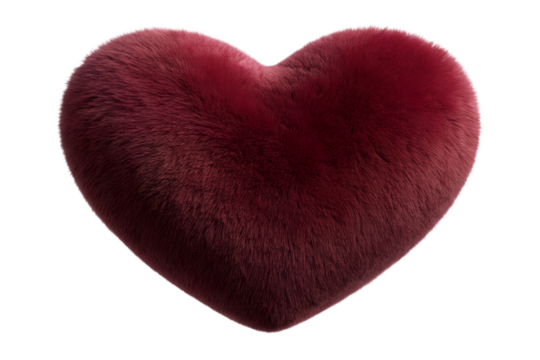 Fluffy plush heart valentine's day gift isolated on transparent background.
