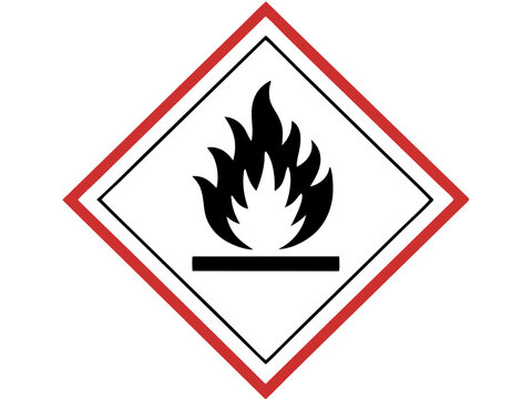 single ghs flammable substance hazard pictogram isolated on white background.