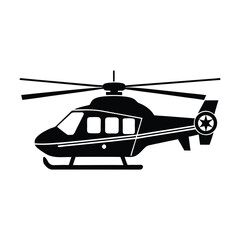 Helicopter Front View Silhouette Vector Military or Rescue Aircraft Clipart