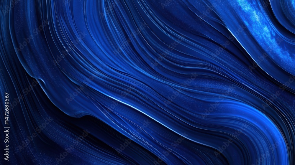 Poster abstract flowing blue wave pattern with smooth lines and dynamic movement for modern design and digi