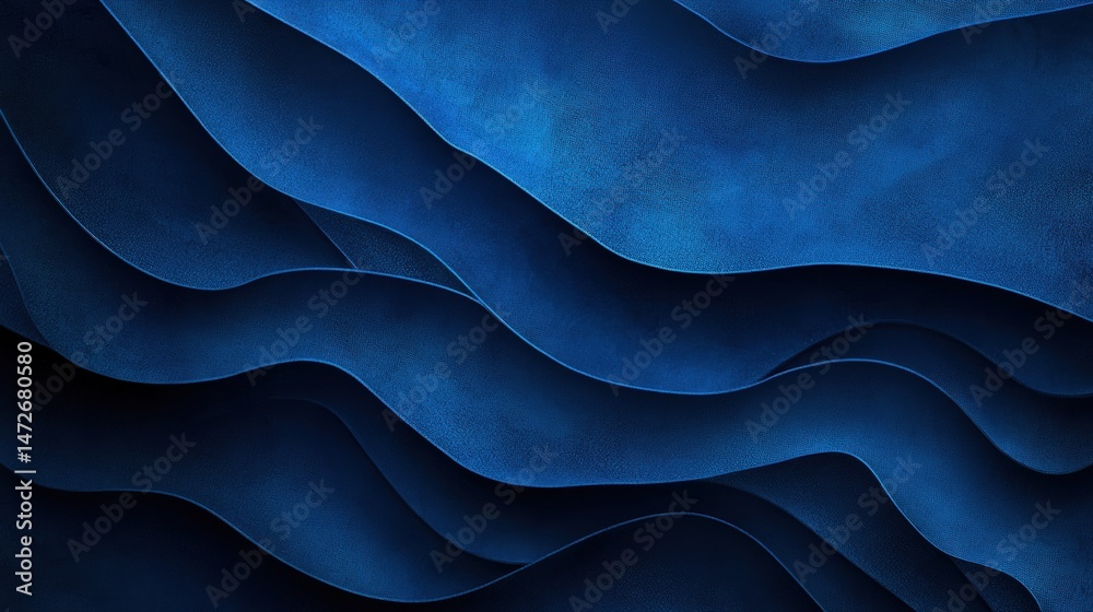 Aufkleber abstract layered blue paper background with smooth curves and deep textures creating a visually appe