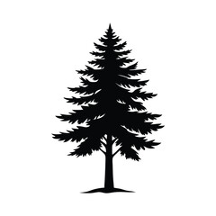 Tall Pine Tree Silhouette Vector Evergreen Forest Icon for Nature or Outdoor Projects