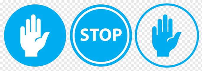 Stop icon set. stop road sign. hand stop icon vector.