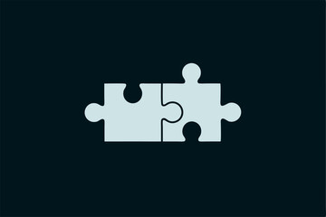 Two interlocking puzzle pieces representing connection collaboration and solution finding