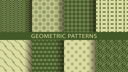 Set of seamless linear geometric patterns