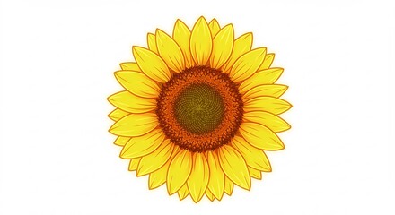 Obraz premium 鮮やか黄金色 力強く咲くひまわり 夏の絵画風イラスト. AI Generated