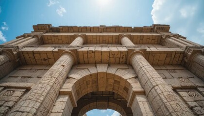 Obraz premium Ancient Roman Archway under a bright sky