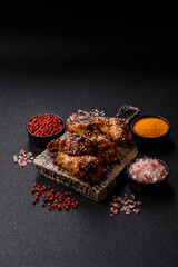 Grilled chicken wings in teriyaki sauce. Hot spicy takeaway food