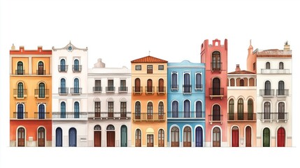 Fototapeta premium Colorful building facades line with unique architectural styles