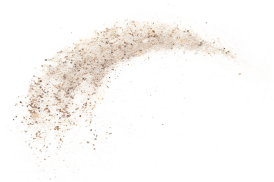 Abstract Crescent Shaped Speckled Powder Texture on Black Background