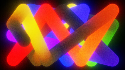 abstract unfocussed grainy background, zigzag line glowing with colorful gradient, retro film effect