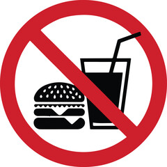 No Food or Drinks Allowed Sign, Vector Illustration