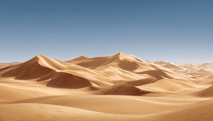 Vast golden sand dunes under a clear blue sky.