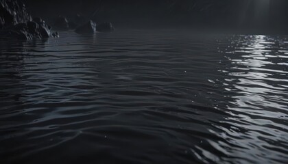 Dark water, subtle ripples, glassy surface, tranquil scene,  mystery,  background