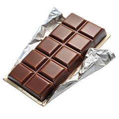 Fototapeta premium Chocolate Bar in Foil With Bite Taken on Transparent Background