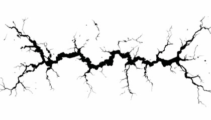 Surface Cracks and Fissures � Concrete Ground Breaks from Earthquake, Broken Land and Glass Pattern Effect Vector Design