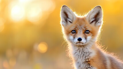 Obraz premium Fox Cub Portrait Golden Hour Bokeh