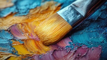 Fototapeta premium Close-up view of vibrant oil paint brushstrokes