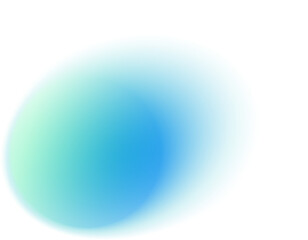Abstract blurred blue gradient shape. Round liquid element with soft gradation. Neon spot with aura. Pastel geometric iridescent design