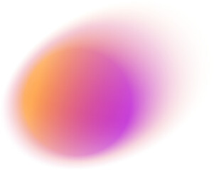 Abstract blurred purple gradient shape. Round liquid pink element with soft gradation. Neon spot with aura. Pastel geometric iridescent design