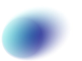 Abstract blurred gradient shape. Round blue liquid element with soft gradation. Neon spot with aura. Pastel geometric iridescent design