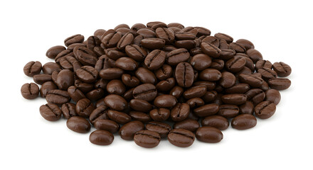 Naklejka premium Roasted Coffee Beans: Aromatic Pile on White