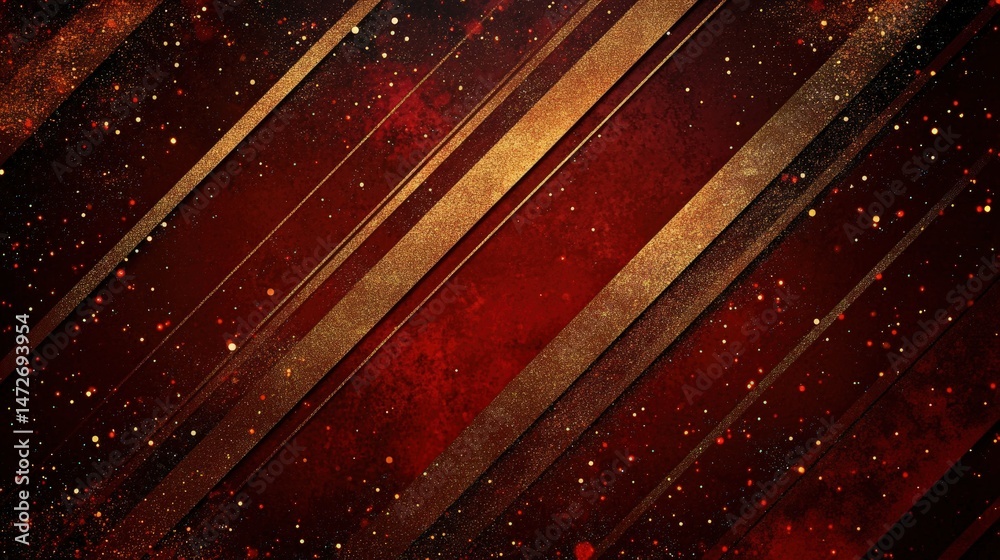 Poster elegant abstract background featu dynamic golden and bronze curved lines on a deep red starry space 